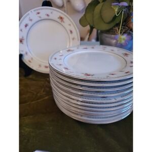 Vtg Abingdon Floral Porcelain Plates, Set of 12, bread/desert Plates, Pink Roses